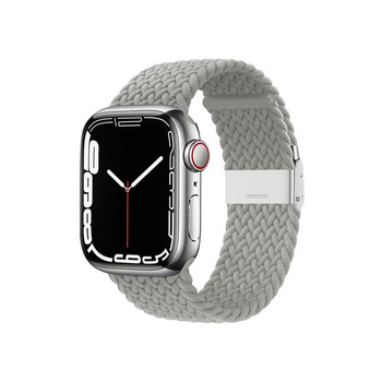 Crong Wave Band - Pletený řemínek pro Apple Watch 44/45/46/49 mm (světle šedý)