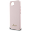 Guess Silicone Script Metal Logo MagSafe - étui pour iPhone 16e (rose)