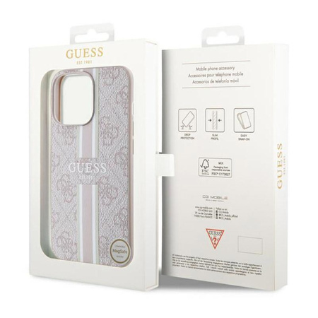 Guess 4G nyomtatott csíkos MagSafe - iPhone 13 Pro Max tok (rózsaszín)