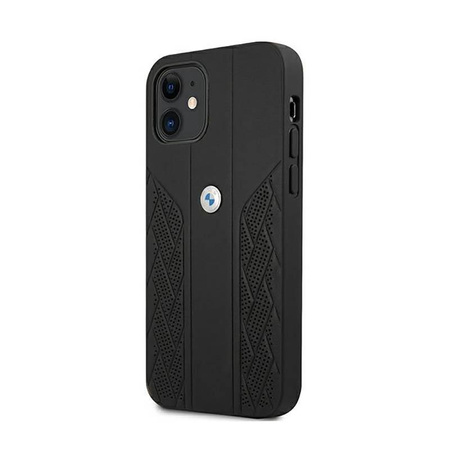 BMW Leather Curve Perforált bőr - tok iPhone 12 mini készülékhez (fekete)