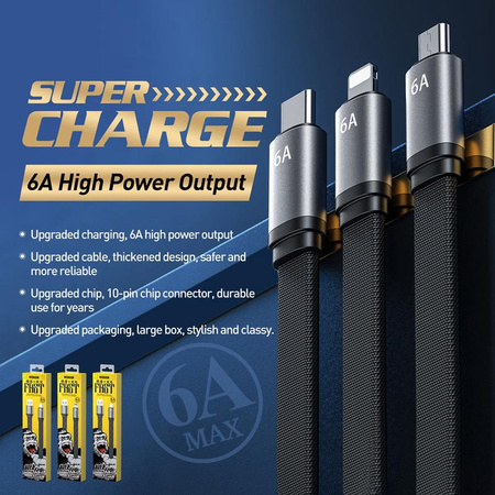 WEKOME WDC-156 King Kong 2nd gen - USB-A to USB-C 6A Fast Charging Connection Cable 1.3 m (Black)