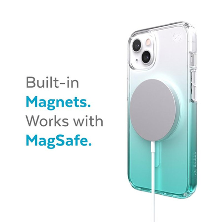 Speck Presidio Perfect-Clear + Ombre + MagSafe - Etui iPhone 13 z powłoką MICROBAN (Clear/Fantasy Teal Fade)
