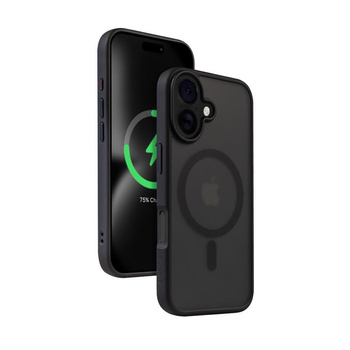 Crong Hybrid Frost MAG Cover - Pouzdro s MagSafe pro iPhone 16 (černý)