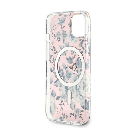 Guess Flower MagSafe - pouzdro pro iPhone 14 (růžové)