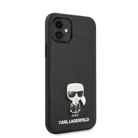 Karl Lagerfeld Saffiano mit Pin Ikonik - iPhone 12 mini Tasche (schwarz)