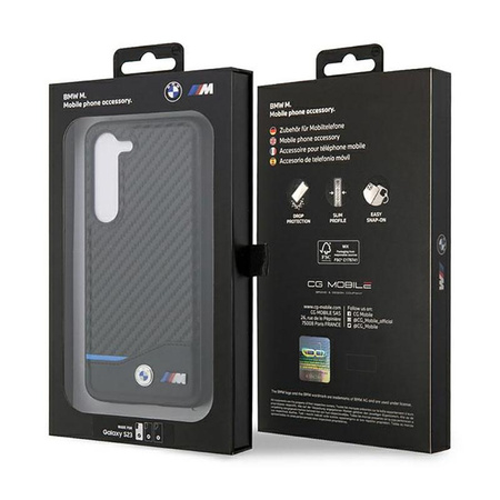 BMW Leather Carbon Blue Line - Etui Samsung Galaxy S23 (czarny)