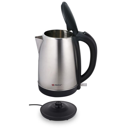 LARGE STEEL ELECTRIC Kettle 1.7 L, mit Untertasse, Alpina, 1850-2200W