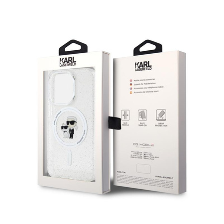 Karl Lagerfeld Karl & Choupette Glitter Magsafe - Etui iPhone 15 Pro (przezroczysty)