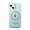 Guess Gold Outline Translucent MagSafe - pouzdro pro iPhone 13 (modré)