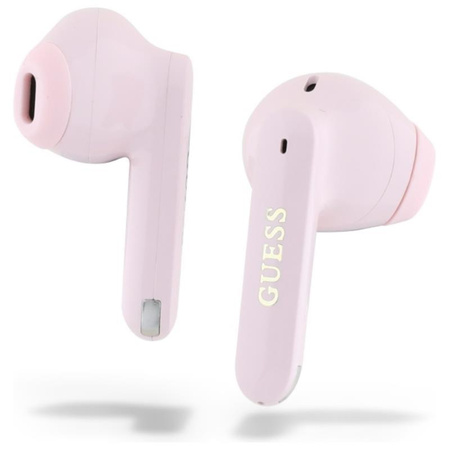 Guess Elongated Metallic Printed Logo - TWS Bluetooth Headphones + Charging Case (pink)