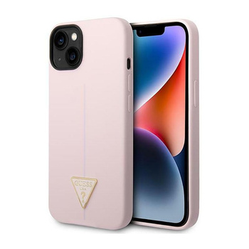 Silikonové pouzdro Guess s trojúhelníkovým logem - iPhone 14 Plus (fialové)