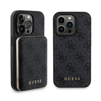 Guess Bundle Pack MagSafe 4G Metal Gold Logo - Case set + Power Bank 5000mAh MagSafe iPhone 15 Pro (black)