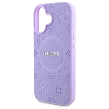 Guess Saffiano Peony Classic Logo MagSafe - étui pour iPhone 16 (violet)