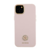 Guess Silikon Logo Strass 4G - iPhone 15 Tasche (rosa)