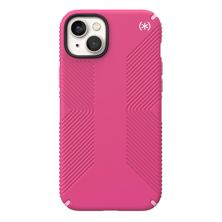Speck Presidio2 Grip + MagSafe - Tasche für iPhone 14 Plus mit MICROBAN-Beschichtung (Digitalpink / Blossompink / Weiß)