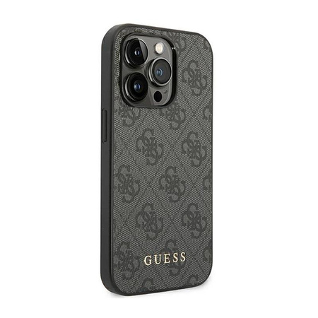 Guess 4G Metall Gold Logo - iPhone 14 Pro Max Tasche (grau)