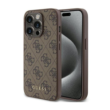 Guess 4G Metal Gold Logo - Coque iPhone 15 Pro (marron)