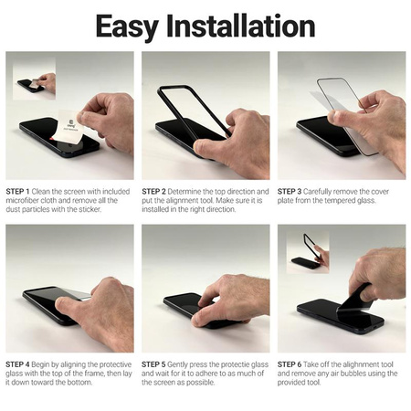 Crong 3D Armor Glass - 9H tvrzené sklo s plným lepidlem pro iPhone 16 / iPhone 15 + instalační rámeček