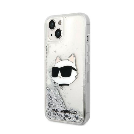 Karl Lagerfeld Liquid Glitter NFT Choupette Head - Etui iPhone 14 (srebrny)