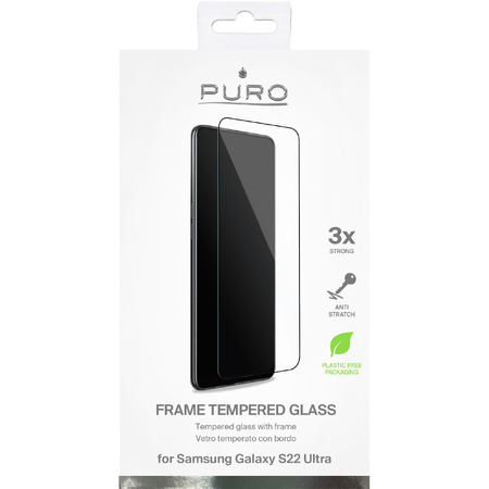 Verre trempé PURO Frame - Verre de protection d'écran trempé pour Samsung Galaxy S22 Ultra (cadre noir)