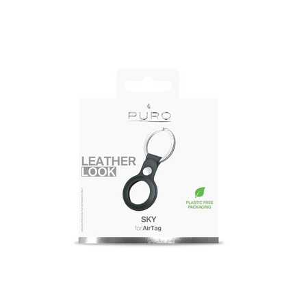 Pouzdro Puro SKY - Klíčenka Apple AirTag z ekokůže (černá)