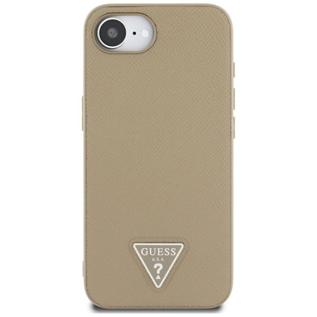 Guess Triangle Grainé MagSafe - étui pour iPhone 16e (marron)