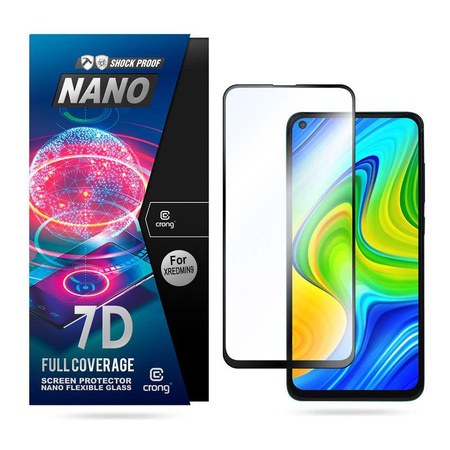 Crong 7D Nano Flexible Glass - verre hybride 9H pour l'ensemble de l'écran du Xiaomi Redmi Note 9
