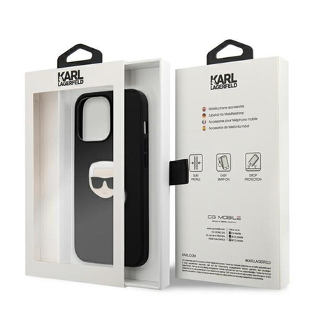 Karl Lagerfeld PU Leder Karl's Head Metall - iPhone 13 Pro Tasche (schwarz)
