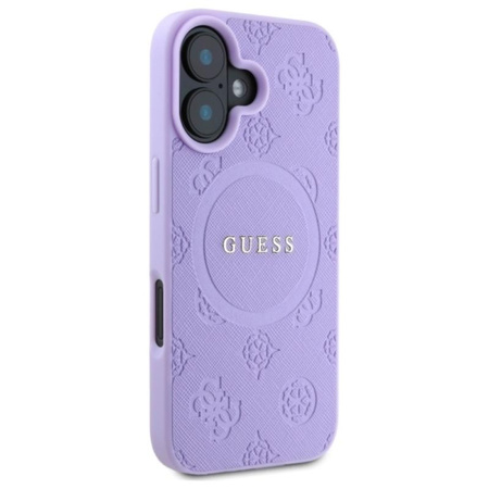 Pouzdro Guess Saffiano Peony Classic Logo MagSafe - iPhone 16 (fialové)