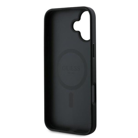 Guess Grained Ring MagSafe - Pouzdro iPhone 16 Plus (černé)