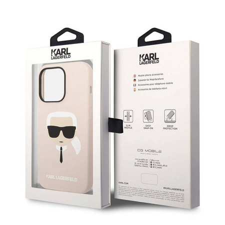 Karl Lagerfeld KLHMP14XSLKHLP iPhone 14 Pro Max 6,7" hardcase jasnoróżowy/light pink Silicone Karl`s Head Magsafe