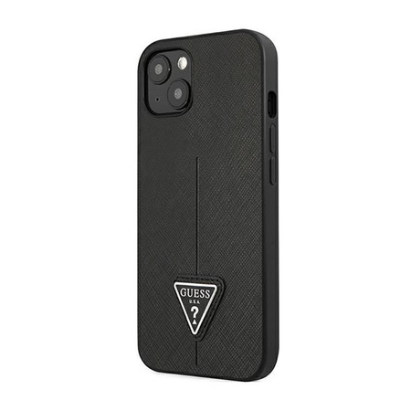 Guess Saffiano Triangle Logo Case - Hülle für iPhone 14 Plus (Schwarz)