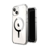 Speck Presidio Perfect-Clear MagSafe - tok iPhone 16e / iPhone 15 / iPhone 14 / iPhone 13 (átlátszó / krómozott kivitel / derűs ezüst)