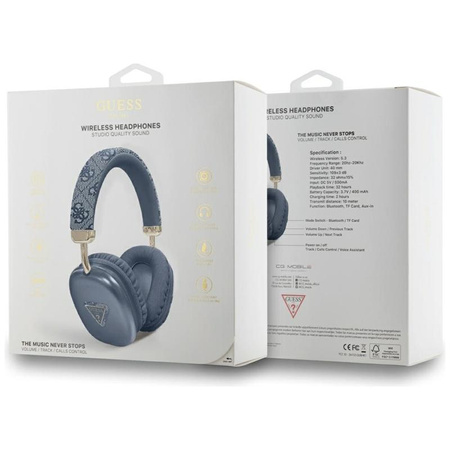 Guess 4G Triangle Logo - Wireless Over-Ear Headphones Bluetooth V5.3 (blue)