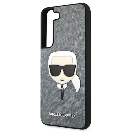 Karl Lagerfeld Saffiano Ikonik Karl`s Head - Étui pour Samsung Galaxy S22 (argent)