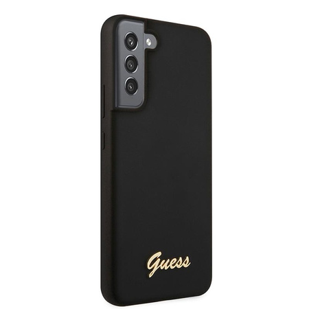 Guess Silikon Script Metall Logo - Samsung Galaxy S22+ Tasche (schwarz)