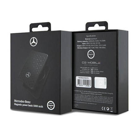 Mercedes-Sterne-Muster MagSafe - Induktions-Powerbank 5000 mAh 15W MagSafe (schwarz)