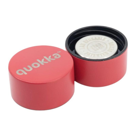 Quokka Solid s páskem - 630 ml termo láhev z nerezové oceli s páskem (třešňově červená)