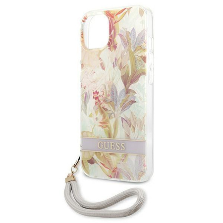 Guess Flower Cord - Cover for iPhone 13 mini (Purple)
