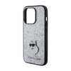 Karl Lagerfeld Fixed Glitter Choupette Logo Metal Pin - pouzdro iPhone 15 Pro Max (stříbrný)