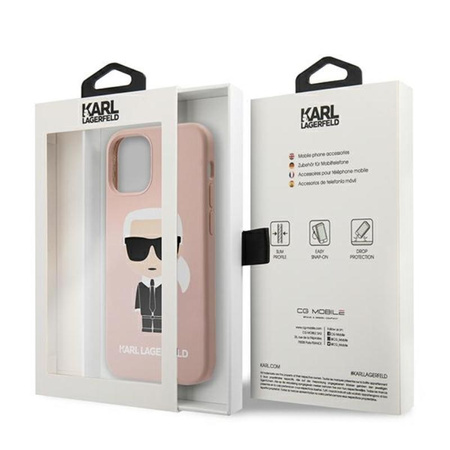 Karl Lagerfeld Fullbody Silikon Iconic - iPhone 12 / 12 Pro Tasche (Hellrosa)