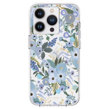 Rifle Paper Clear – Hülle für iPhone 14 Pro (Garden Party Blue)