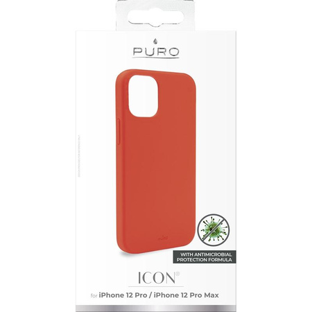 PURO ICON Cover - tok iPhone 12 / iPhone 12 Pro antibakteriális védelemmel (piros)