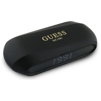 Guess Logo imprimé métallique allongé - TWS Casque Bluetooth + étui de chargement (noir)