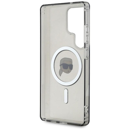 Karl Lagerfeld Button Karl Head Printed Logo MagSafe - Étui Samsung Galaxy S25 Ultra (noir)