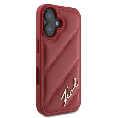 Karl Lagerfeld Quilted Signature - Étui pour iPhone 16 (rouge)
