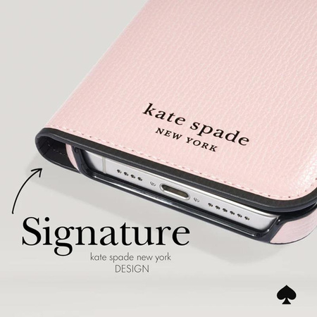 Kate Spade New York Wrap Folio Case - Leather Flip Case for iPhone 15 Pro (Pale Vellum)