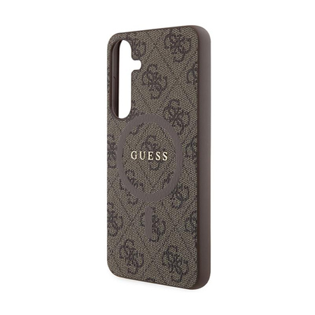 Guess 4G Collection Leder Metall Logo MagSafe - Samsung Galaxy S24+ Tasche (braun)