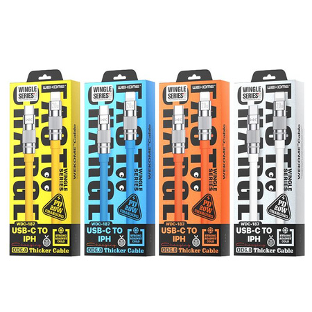 WEKOME WDC-187 Wingle Series - Připojovací kabel USB-C na Lightning s rychlým nabíjením PD 20W 1,2 m (oranžový)