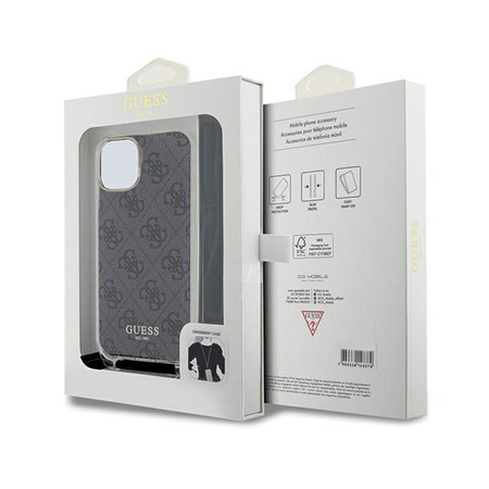 Guess Crossbody Cord 4G Print - iPhone 15 Tasche (Schwarz)